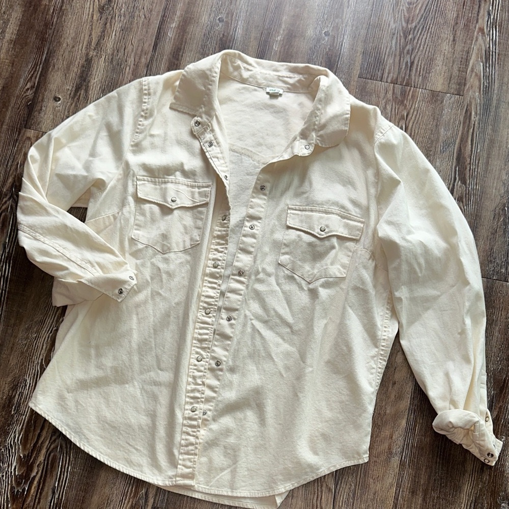 Aerie Off-White Cream Casual button down Shirt large